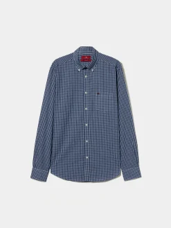 Camisa regular fit com padrão de xadrez