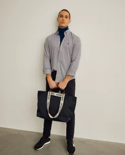 Camisa regular fit com padrão de quadrados