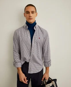 Camisa regular fit com padrão de quadrados