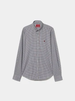 Camisa regular fit com padrão de quadrados