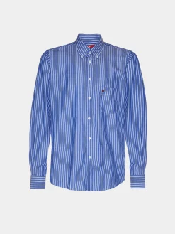 Camisa regular fit de algodão com padrão de riscas