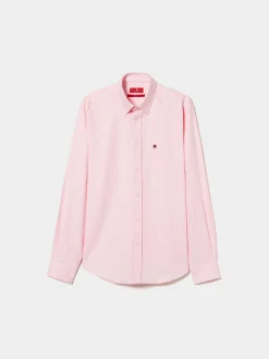 Camisa regular fit de algodão em cor lisa