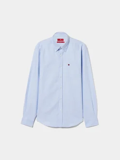 Camisa regular fit de algodão em cor lisa