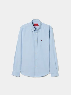 Camisa regular fit de algodão em cor lisa