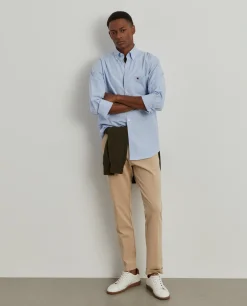 Camisa regular fit de algodão em cor lisa