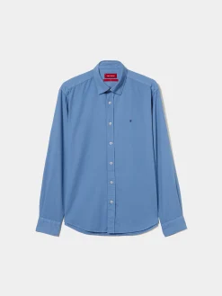 Camisa slim fit algodão garment dye