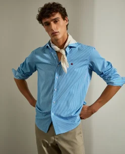 Camisa slim fit com padrão de quadrados
