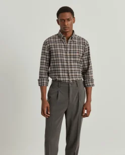 Camisa slim fit de algodão com padrão de xadrez