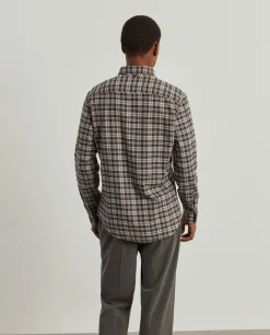 Camisa slim fit de algodão com padrão de xadrez