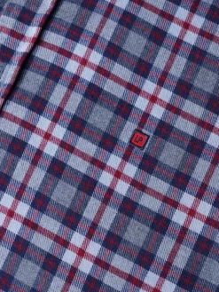 Camisa slim fit de algodão com padrão de xadrez