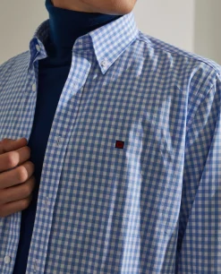 Camisa slim fit de algodão com padrão de xadrez