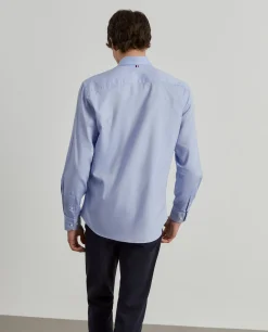 Camisa slim fit de algodão em cor lisa