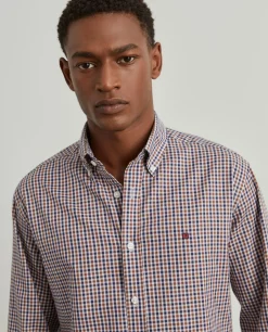 Camisa slim fit de algodão com padrão de xadrez