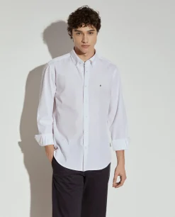 Camisa slim fit de algodão garment dye