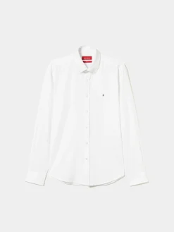 Camisa slim fit de algodão garment dye