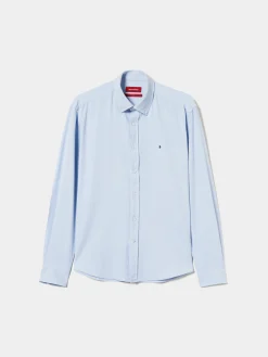 Camisa slim fit de algodão garment dye