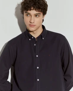 Camisa slim fit de algodão garment dye