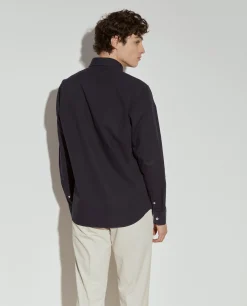 Camisa slim fit de algodão garment dye