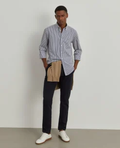 Camisa slim fit de algodão às riscas