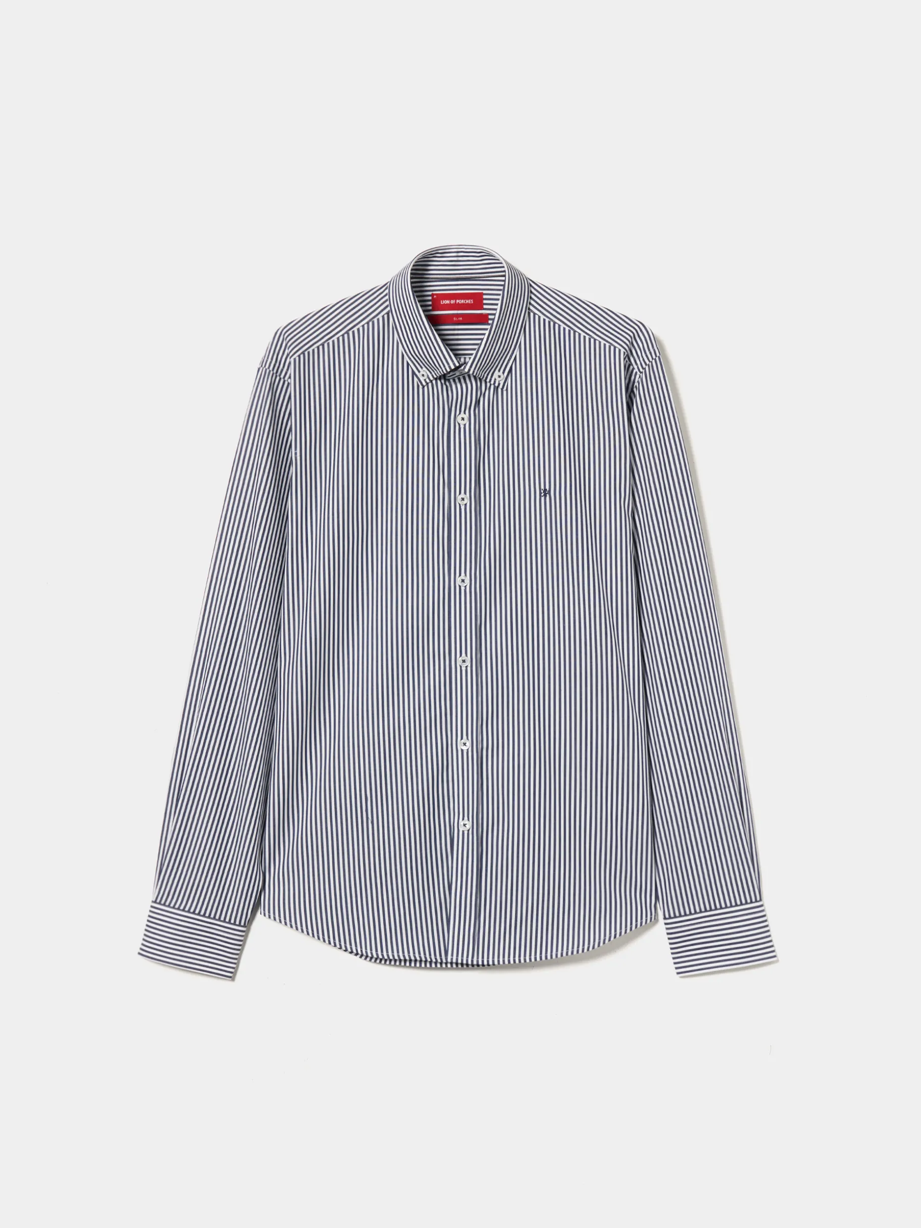 Camisa slim fit de algodão às riscas