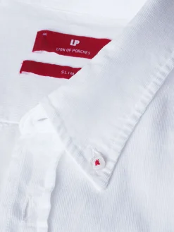 Camisa slim fit de bombazine em cor lisa