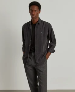 Camisa slim fit de bombazine