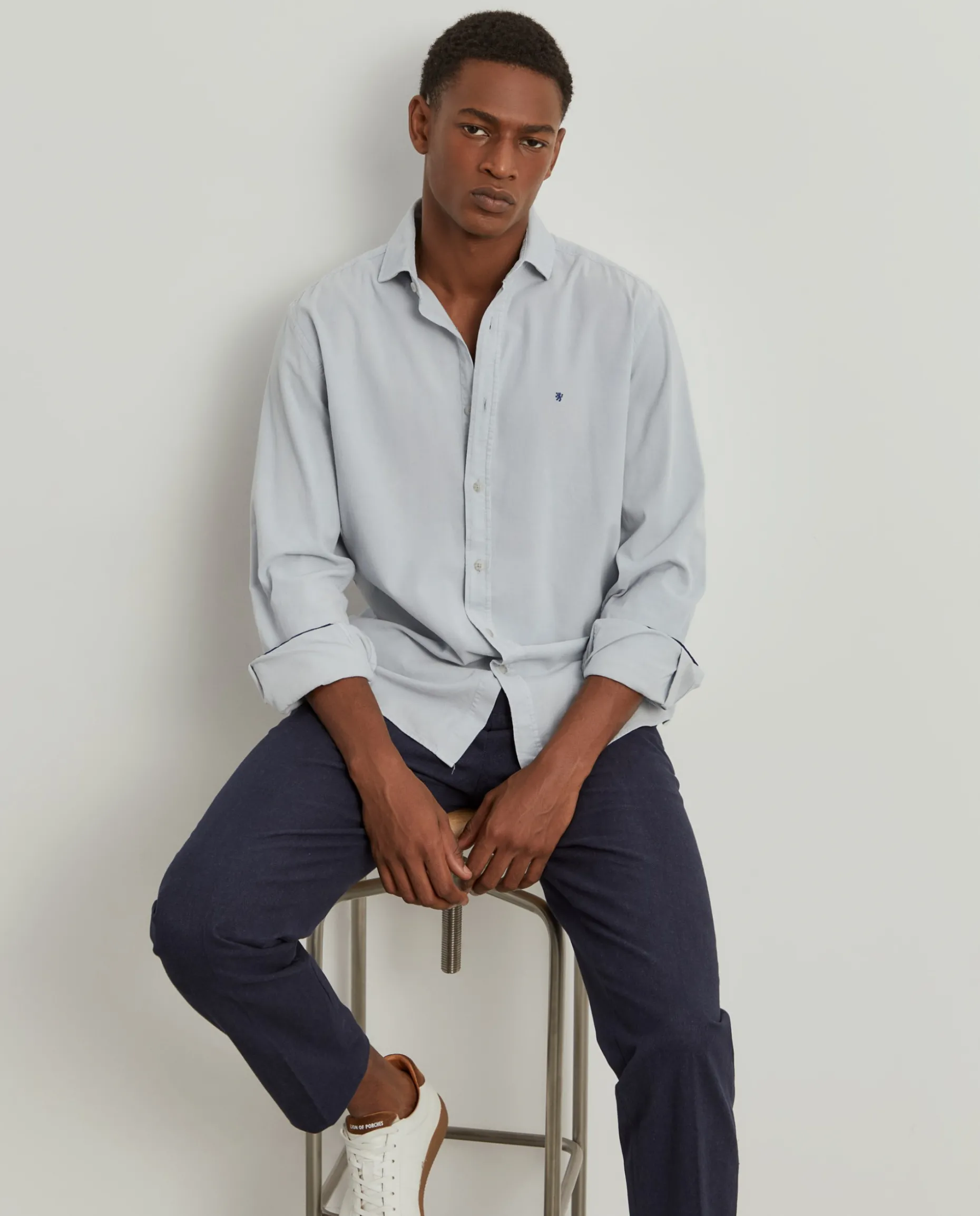 Camisa slim fit de bombazine