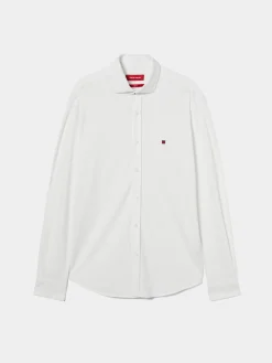 Camisa slim fit de malha em algodão