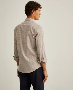 Camisa slim fit em algodão padrão quadrados