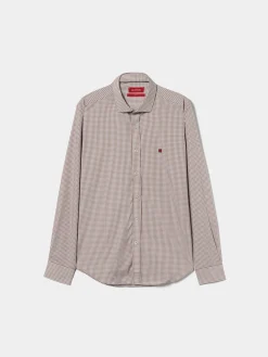 Camisa slim fit em algodão padrão quadrados