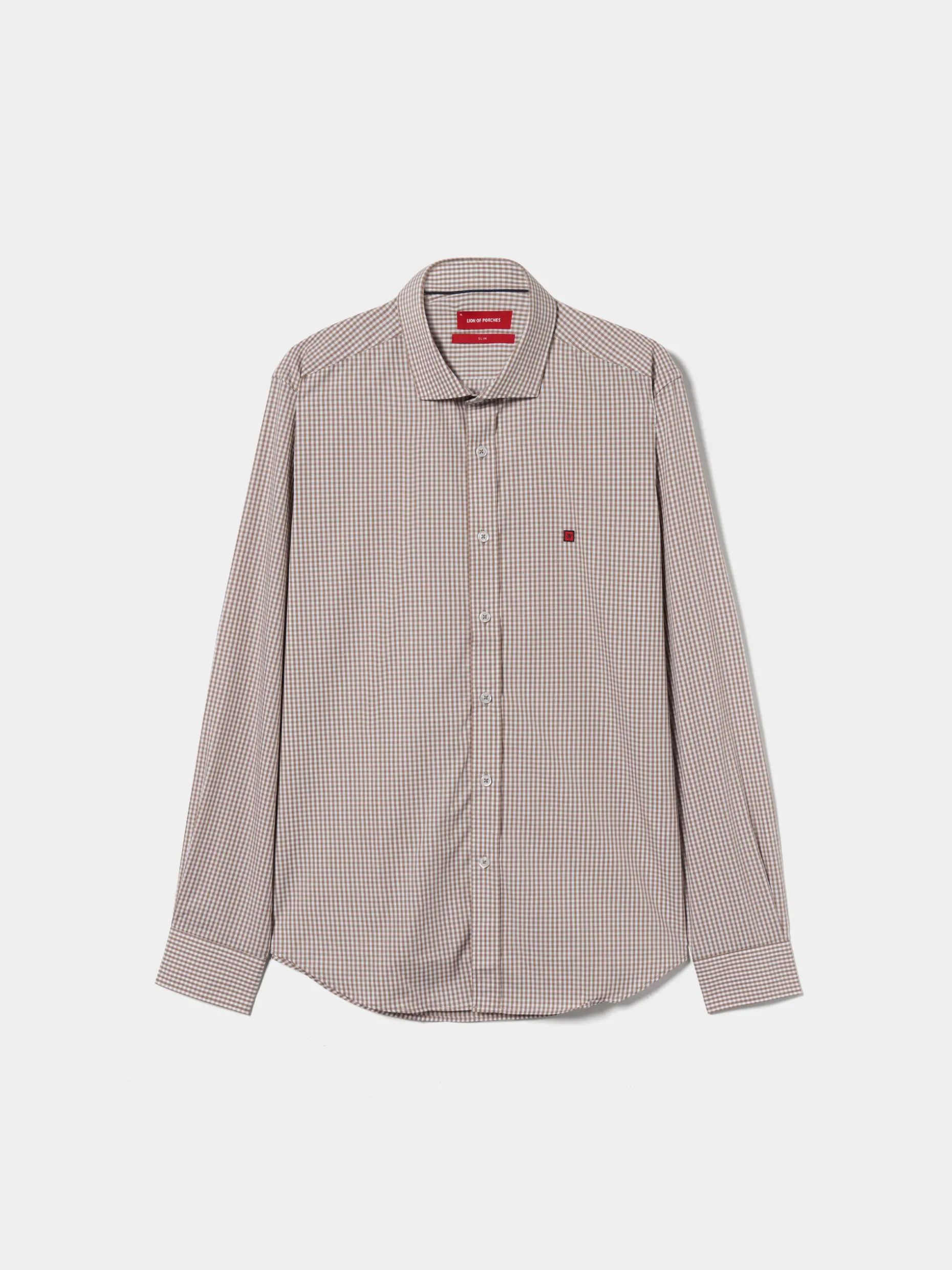 Camisa slim fit em algodão padrão quadrados