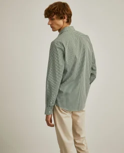 Camisa slim fit em algodão padrão quadrados