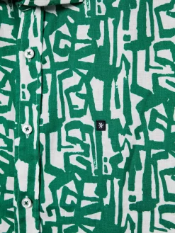 Camisa slim fit em linho com padrão all over