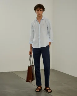 Camisa slim fit em linho garment dye