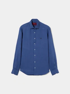 Camisa slim fit em linho garment dye