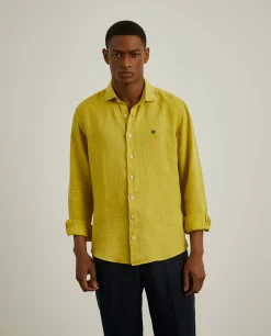 Camisa slim fit em linho garment dye