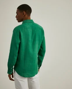 Camisa slim fit em linho garment dye