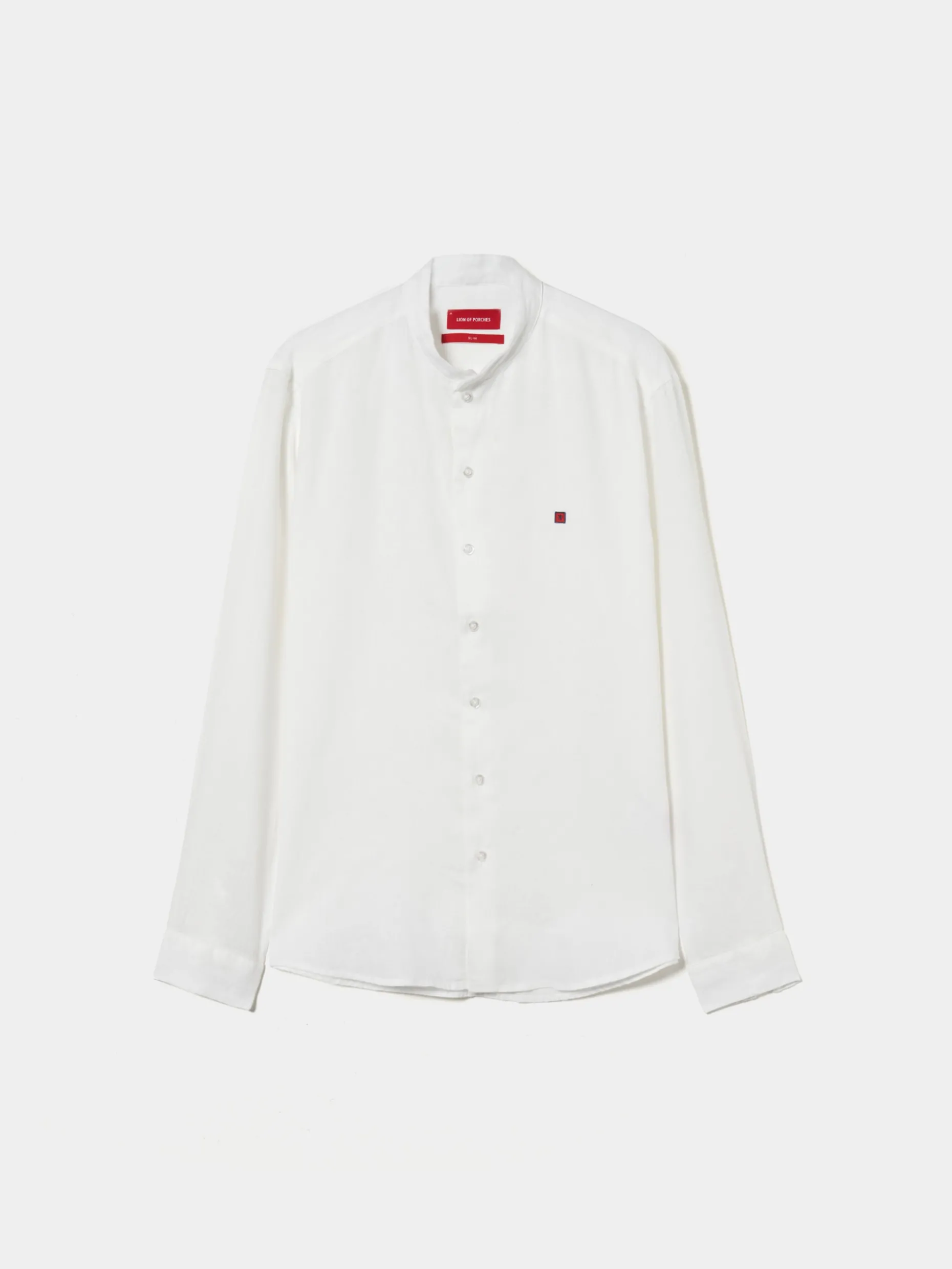 Camisa slim fit em linho gola mandarim