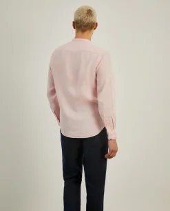 Camisa slim fit em linho com gola mandarim