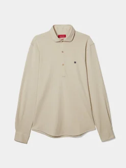 Camisa slim fit em malha piqué com carcela de polo