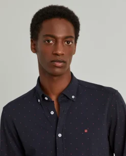 Camisa slim fit em malha piquê com padrão
