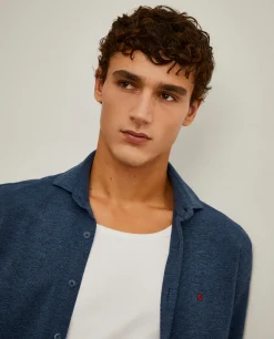 Camisa slim fit em malha piquê