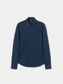 Camisa slim fit em malha piquê