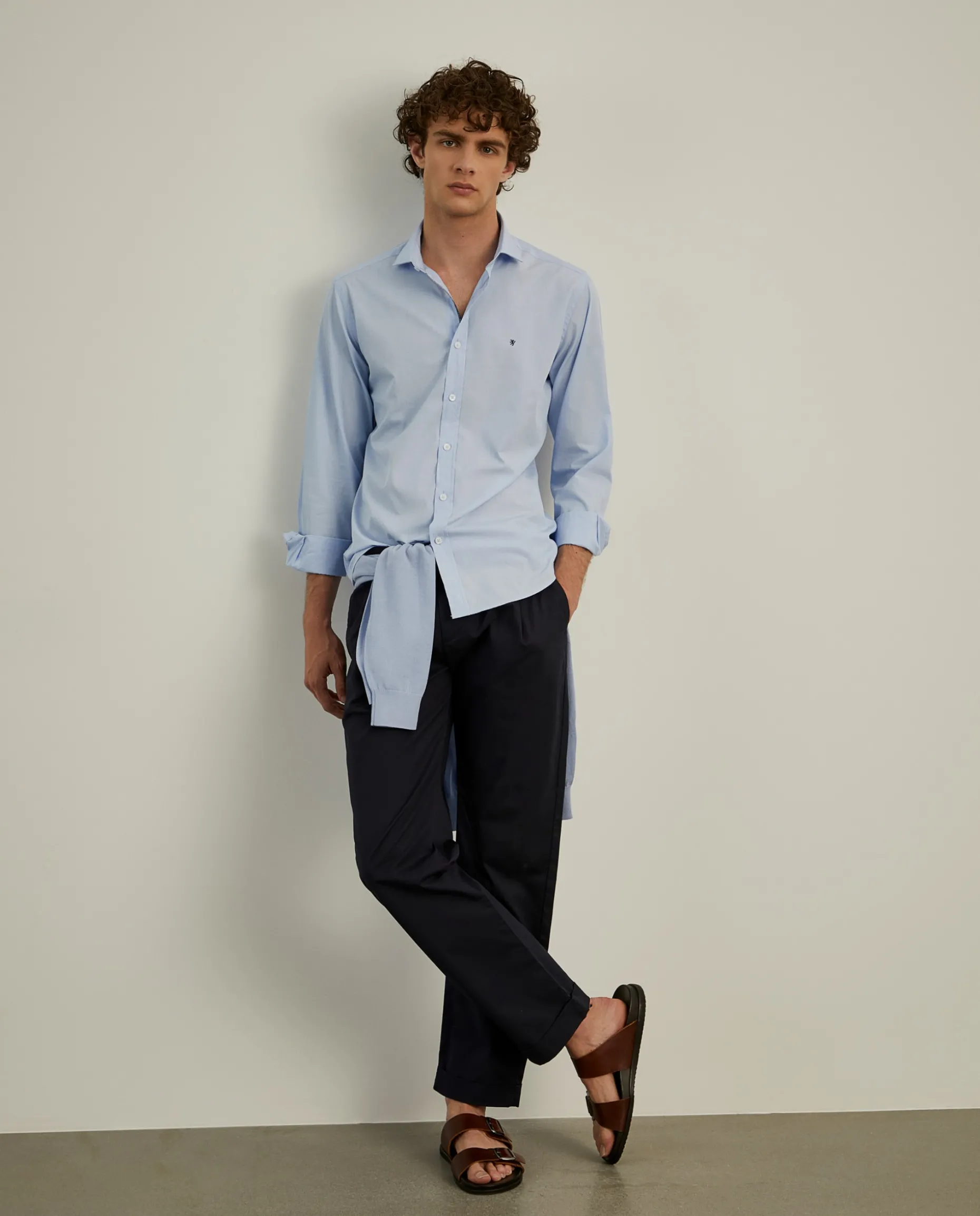 Camisa slim fit em popelina