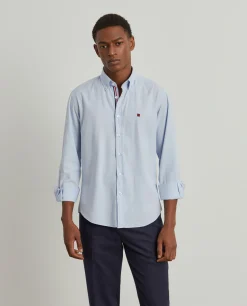 Camisa slim fit em sarja