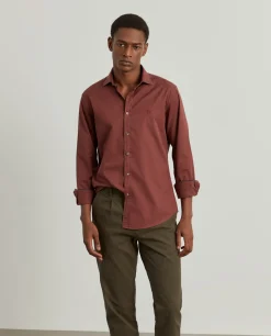 Camisa slim fit em sarjinha