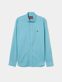 Camisa slim fit em tecido popelina