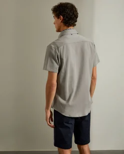 Camisa slim fit mang curta