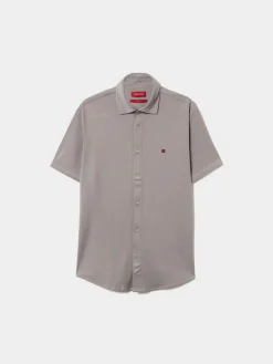 Camisa slim fit mang curta