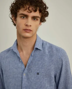 Camisa xadrez de linho slim fit